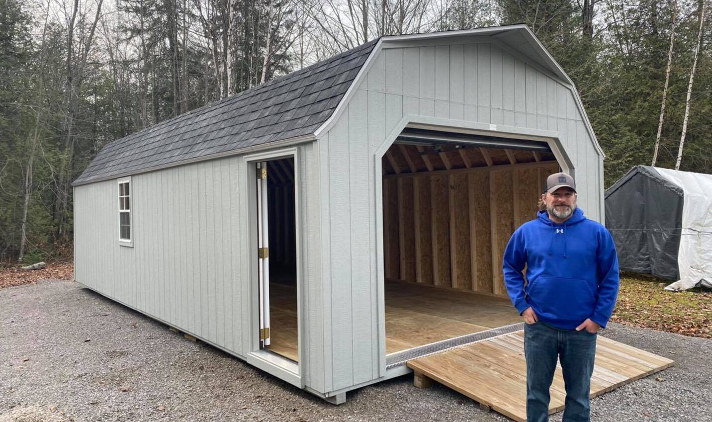 14 foot wide shed with garage door
